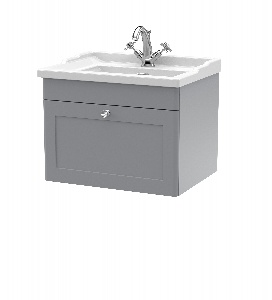 600mm Wall Hung 1 Drawer Vanity & Basin 1TH