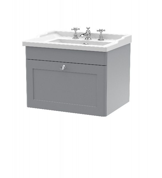 600mm Wall Hung 1 Drawer Vanity & Basin 3TH