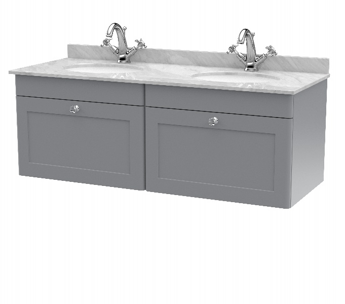 1200mm Wall Hung 2 Drawer Vanity & Marble Top