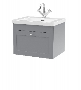 600mm Wall Hung 1-Drawer Vanity with Basin - 1 Tap Hole