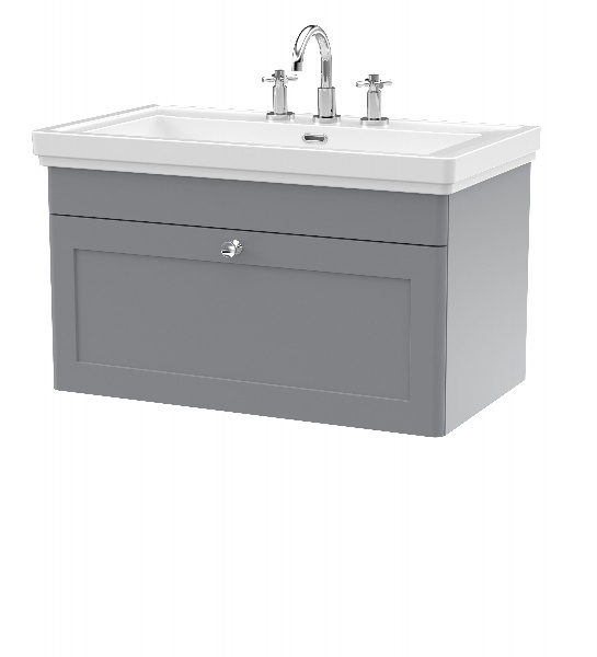 800mm Wall Hung 1-Drawer Vanity & Basin 3TH