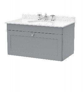 800mm Wall Hung 1 Drawer Vanity & Marble Top 3TH