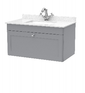 800mm Wall Hung 1 Drawer Vanity & Marble Top 1TH