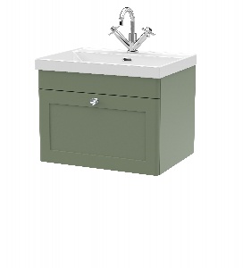 600mm Wall Hung 1-Drawer Vanity with Basin - 1 Tap Hole