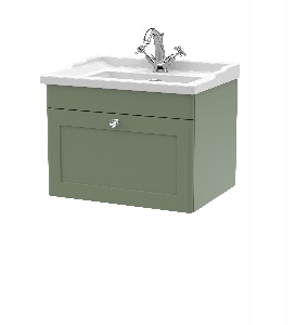 600mm Wall Hung 1 Drawer Vanity & Basin 1TH