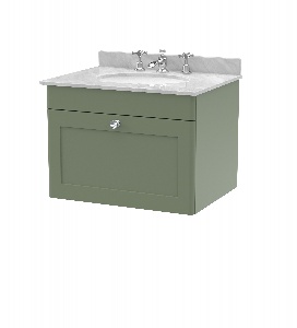 600mm Wall Hung 1 Drawer Vanity & Marble Top 3TH