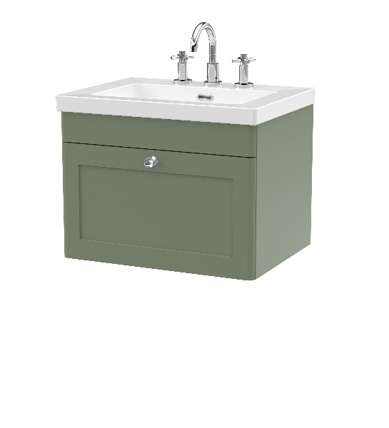 600mm Wall Hung 1-Drawer Vanity with Basin - 3 Tap Hole