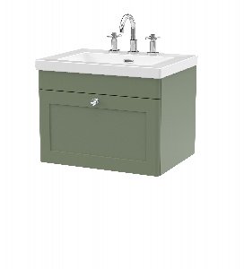 600mm Wall Hung 1-Drawer Vanity with Basin - 3 Tap Hole