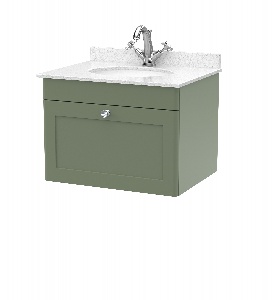 600mm Wall Hung 1 Drawer Vanity & Marble Top 1TH