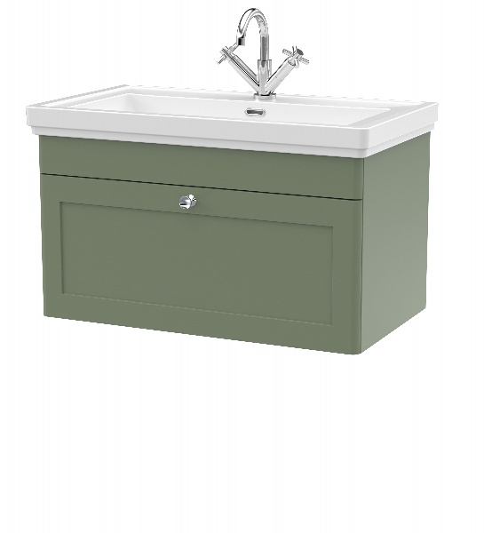 800mm Wall Hung 1-Drawer Vanity & Basin 1TH