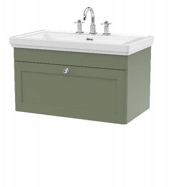 800mm Wall Hung 1-Drawer Vanity & Basin 3TH