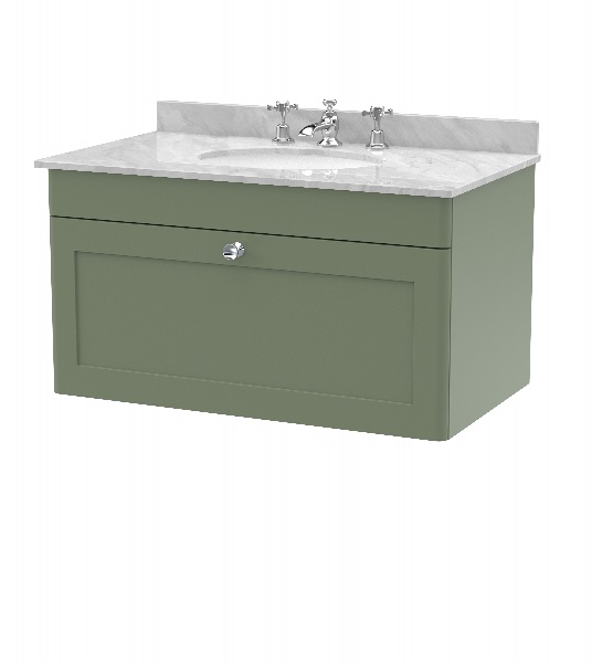 800mm Wall Hung 1 Drawer Vanity & Marble Top 3TH