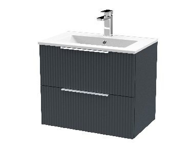 600mm Wall Hung 2 Drawer Vanity & Basin 2