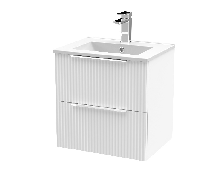 500mm Wall Hung 2 Drawer Vanity & Basin 2