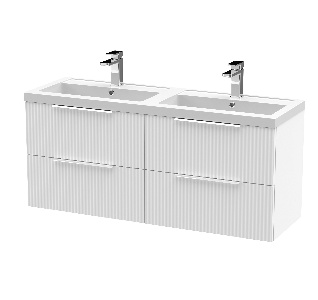 1200mm Wall Hung 4 Drawer Vanity & Double Basin