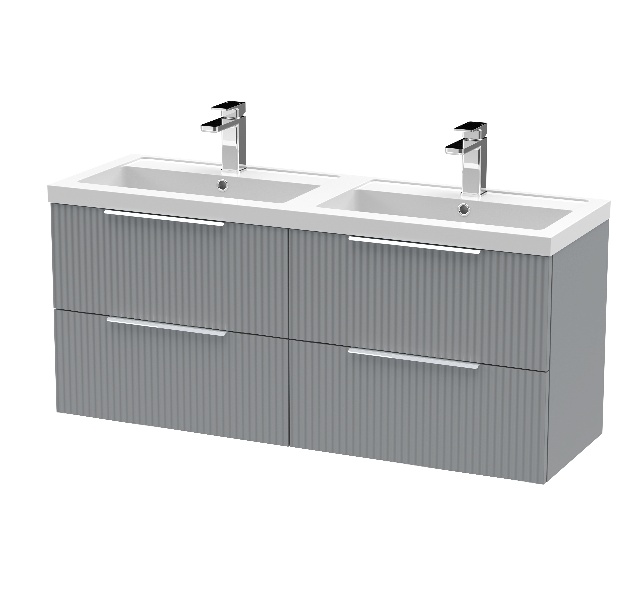 1200mm Wall Hung 4 Drawer Vanity & Double Basin