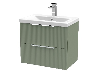 600mm Wall Hung 2 Drawer Vanity & Basin 1