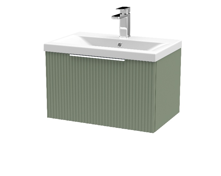 600mm Wall Hung Single Drawer Vanity & Basin 1