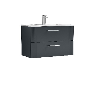 800mm Wall Hung 2 Drawer Vanity & Basin 2