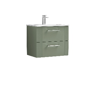 600mm Wall Hung 2 Drawer Vanity & Basin 2