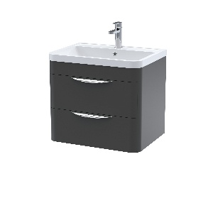 600mm Wall Hung 2 Drawer Vanity & Ceramic Basin