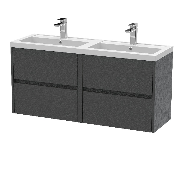 1200mm Wall Hung 4 Drawer Unit & Double Basin