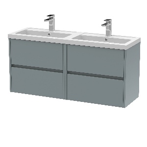 1200mm Wall Hung 4 Drawer Unit & Double Basin