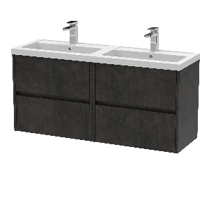 1200mm Wall Hung 4 Drawer Unit & Double Basin