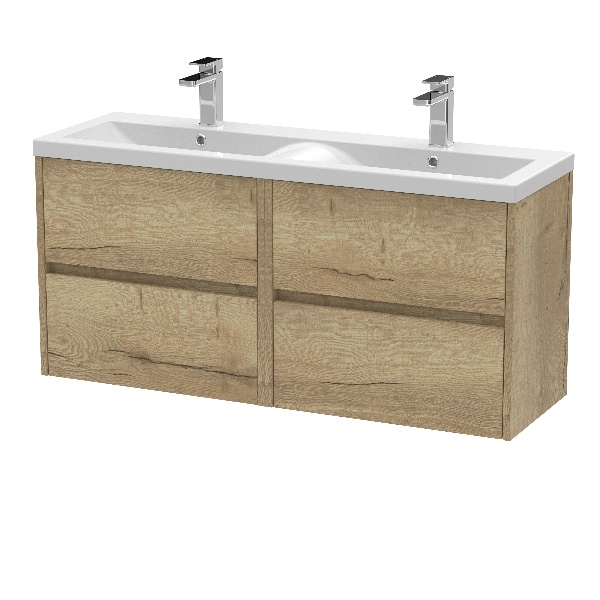 1200mm Wall Hung 4 Drawer Unit & Double Basin