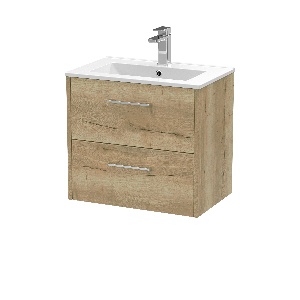 600mm Wall Hung 2 Drawer Vanity & Basin 2