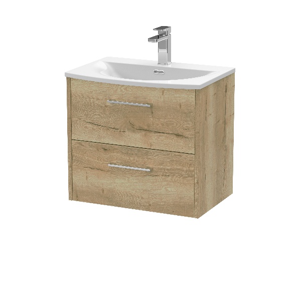 600mm Wall Hung 2 Drawer Vanity & Basin 4