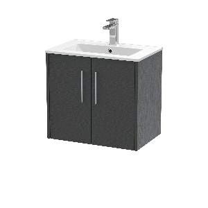 600mm Wall Hung 2 Door Vanity & Basin 2