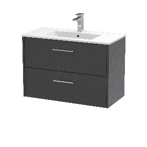 800mm Wall Hung 2 Drawer Vanity & Basin 2