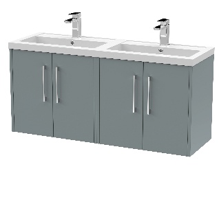 1200mm Wall Hung 4 Door Vanity & Double Basin