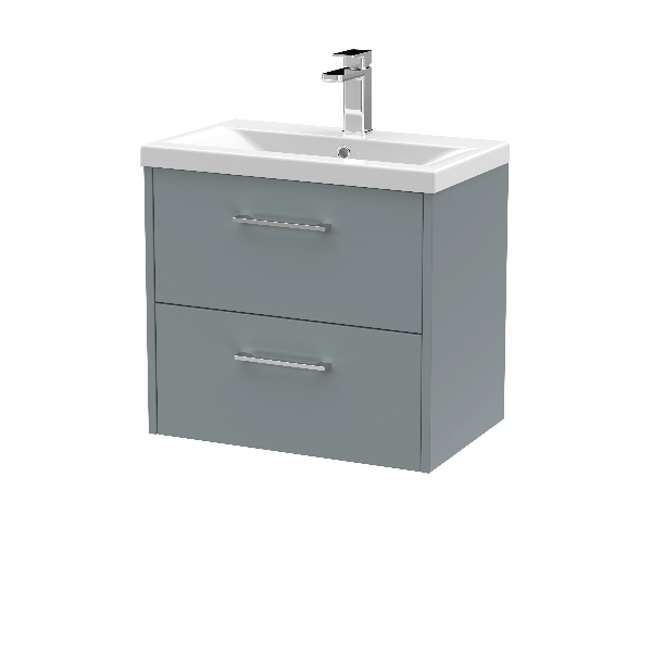 600mm Wall Hung 2 Drawer Vanity & Basin 1