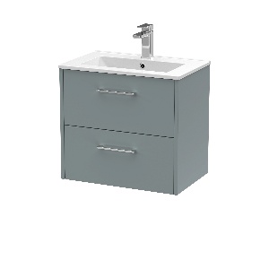 600mm Wall Hung 2 Drawer Vanity & Basin 2