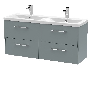 1200mm Wall Hung 4 Drawer Vanity & Double Basin