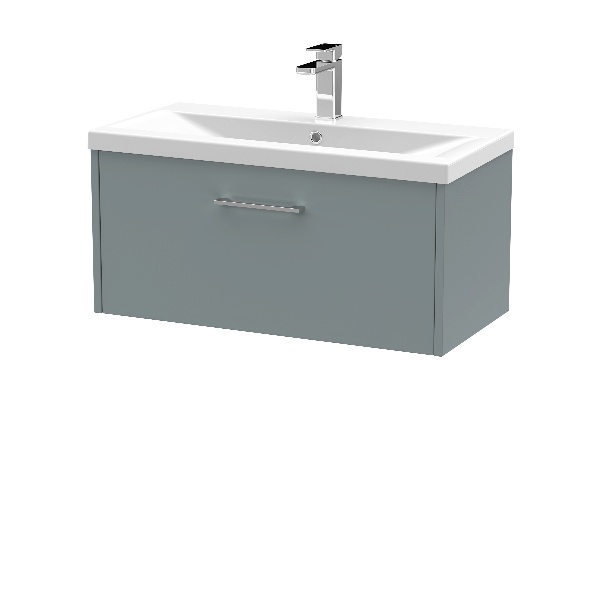 800mm Wall Hung Single Drawer Vanity & Basin 1