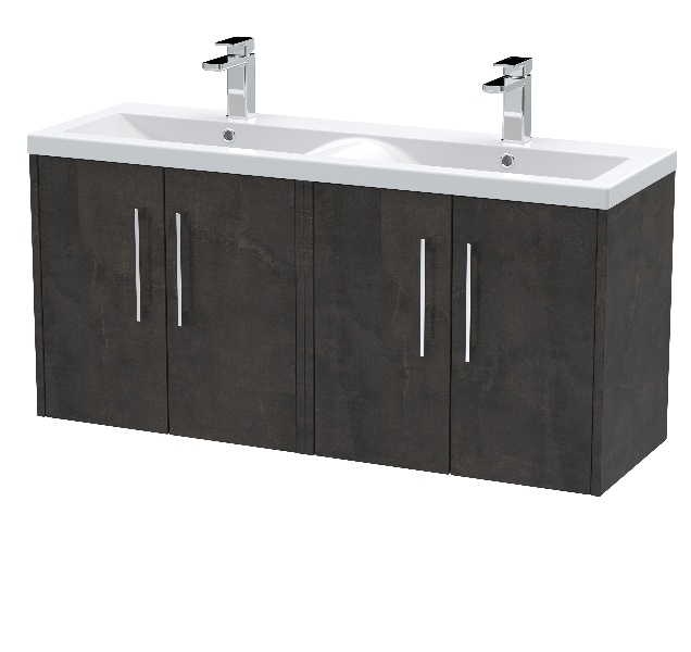 1200mm Wall Hung 4 Door Vanity & Double Basin