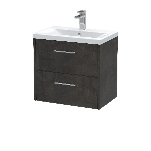 600mm Wall Hung 2 Drawer Vanity & Basin 1