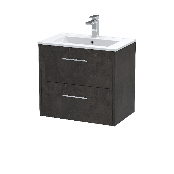 600mm Wall Hung 2 Drawer Vanity & Basin 2