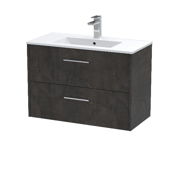 800mm Wall Hung 2 Drawer Vanity & Basin 2