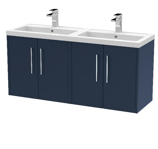 1200mm Wall Hung 4-Door Vanity & Double Basin