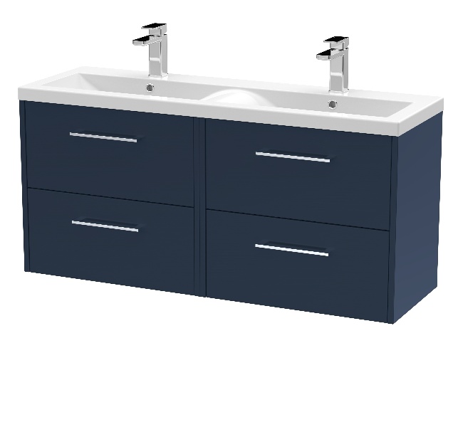 1200mm Wall Hung 4-Drawer Vanity & Double Basin