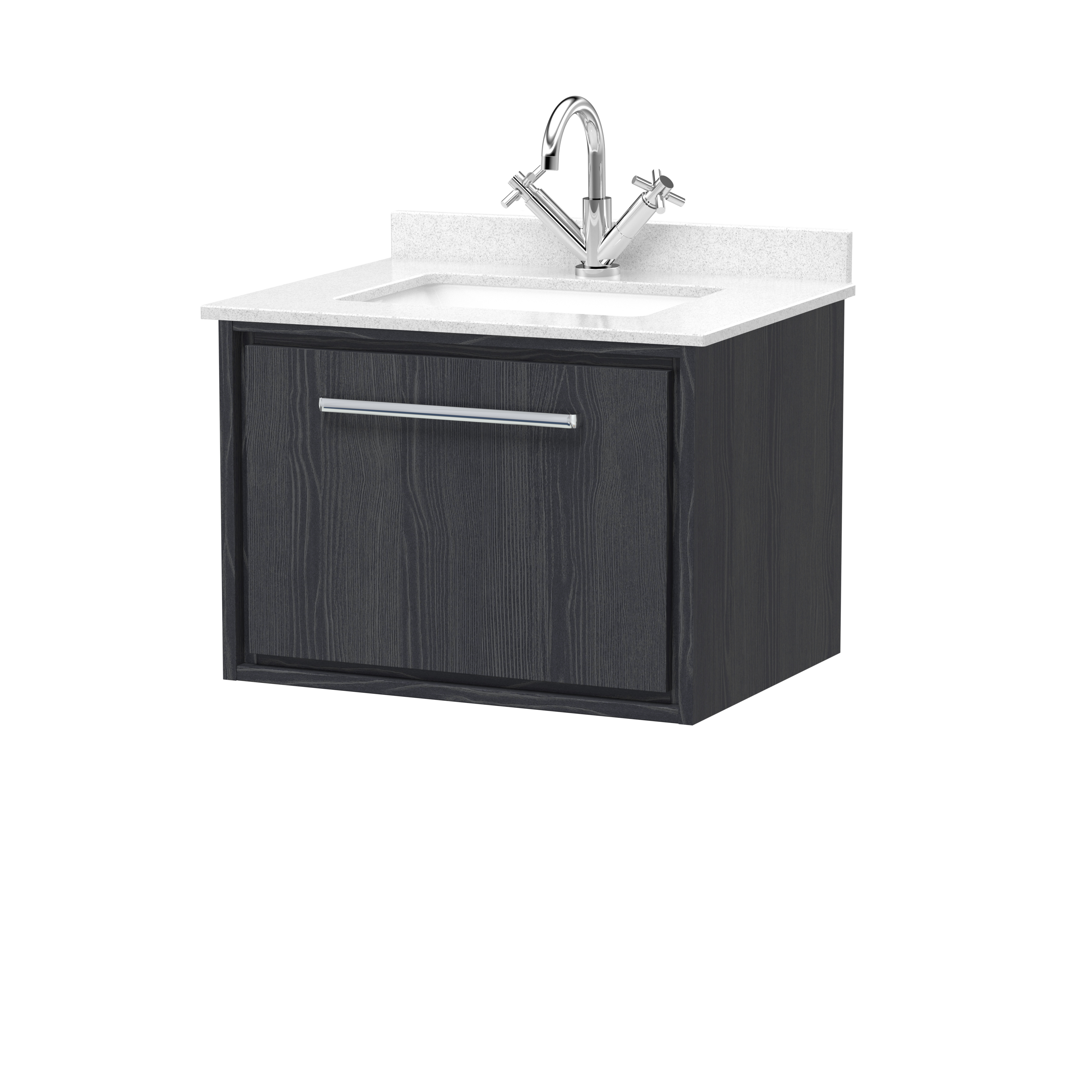 600mm Wall Hung Single Drawer Vanity with Marble Worktop Basin