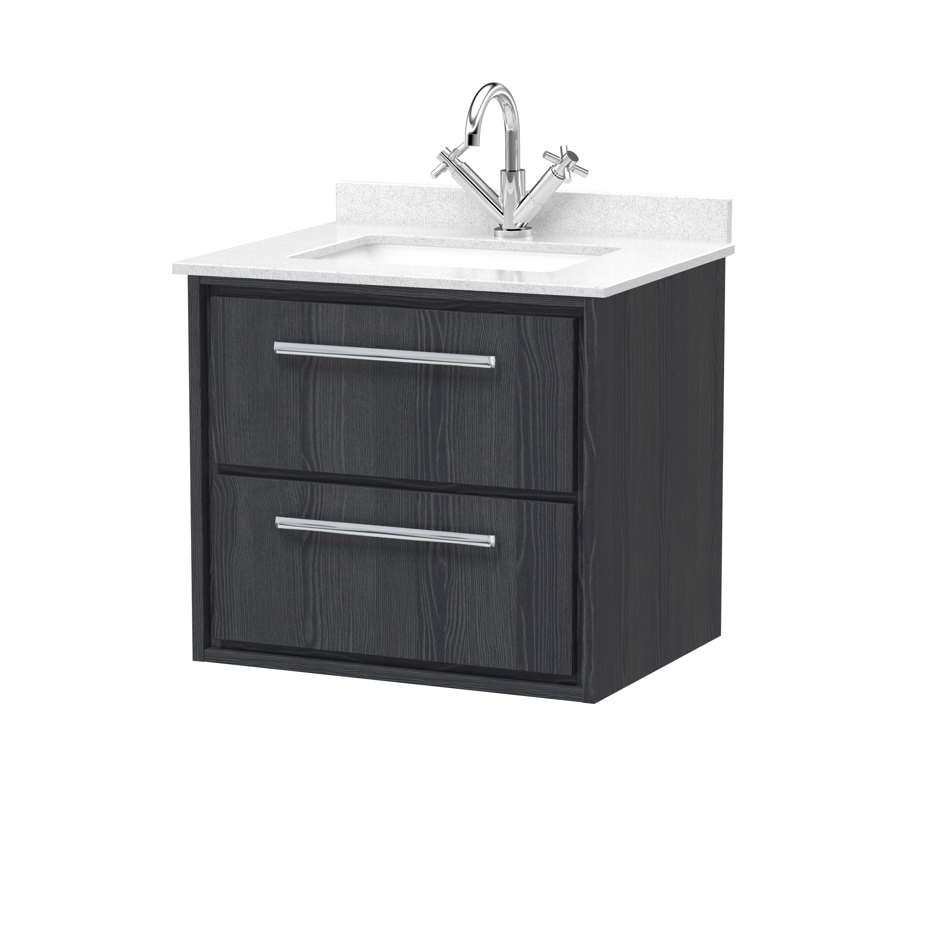 600mm Wall Hung 2-Drawer Vanity with Marble Worktop Basin