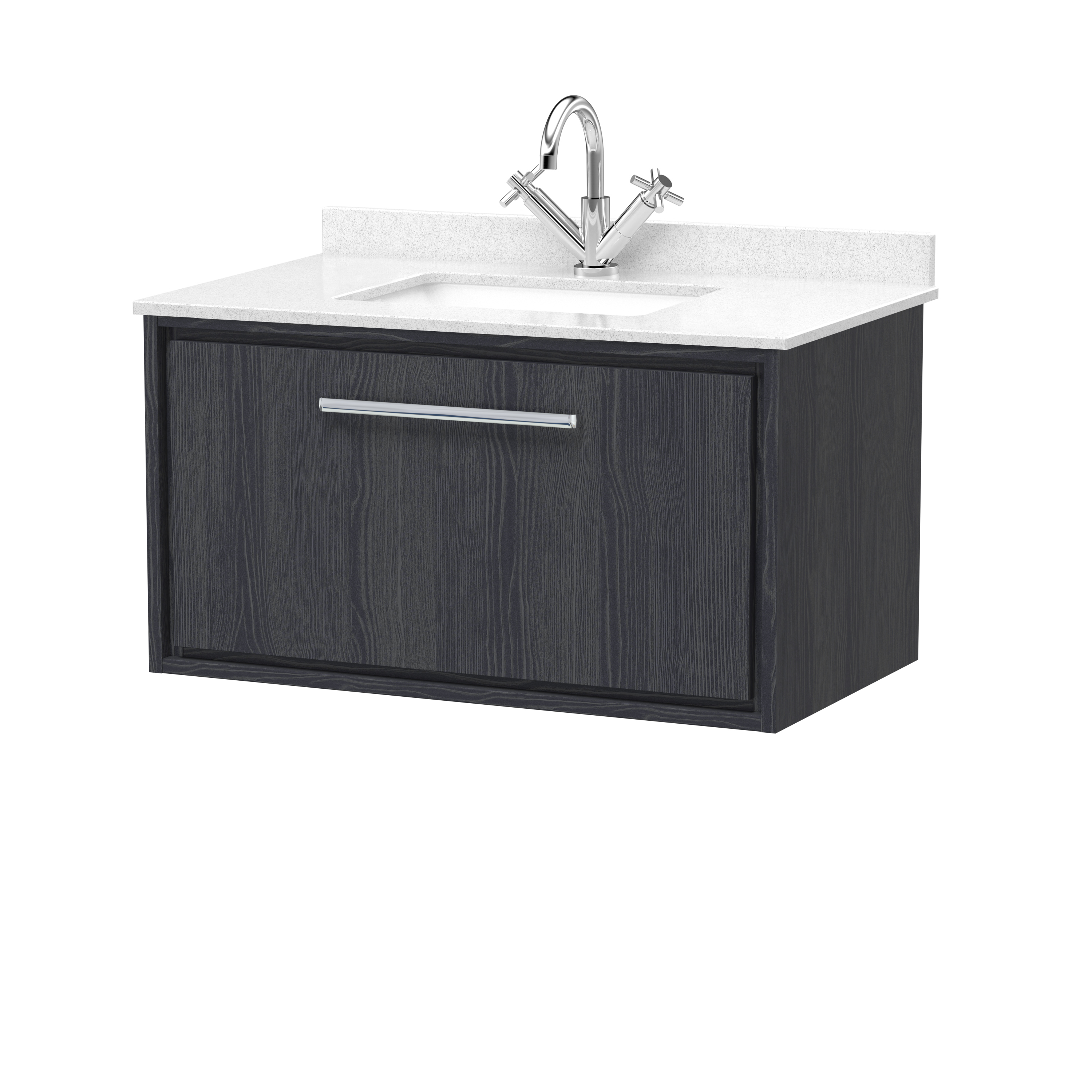 800mm Wall Hung Single Drawer Vanity with Marble Worktop Basin