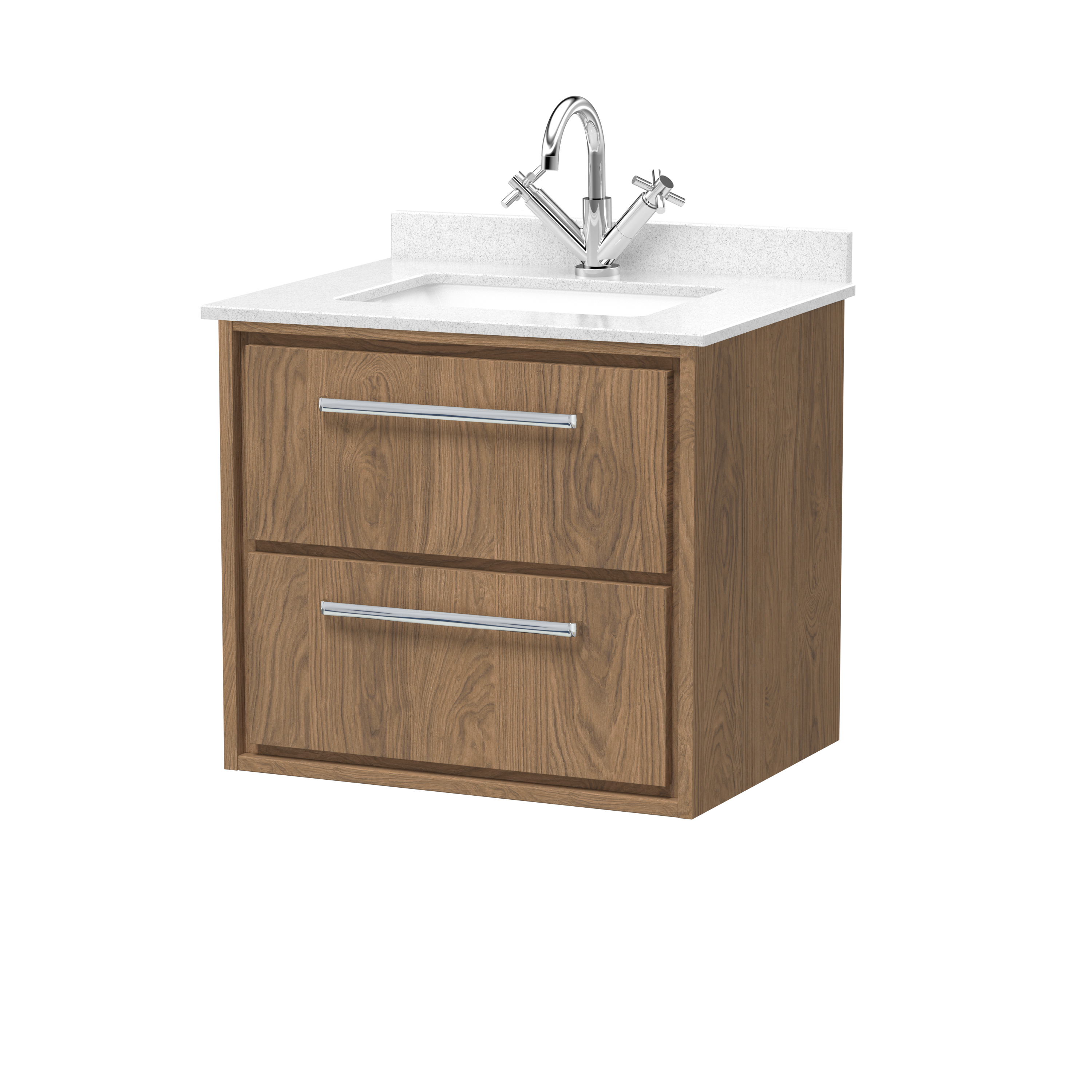 600mm Wall Hung 2-Drawer Vanity with Marble Worktop Basin