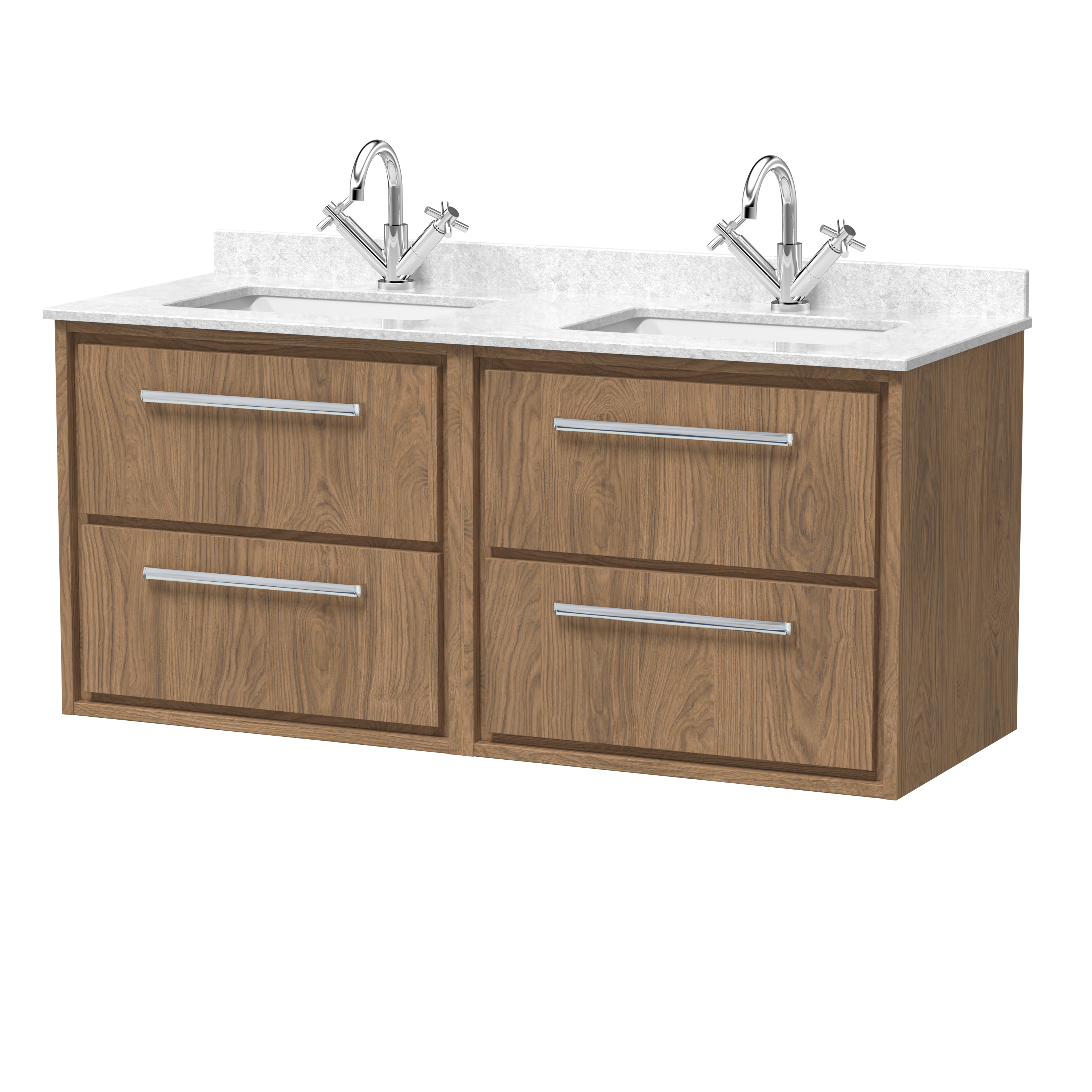 1200mm Wall Hung 4-Drawer Vanity with Marble Worktop Basin