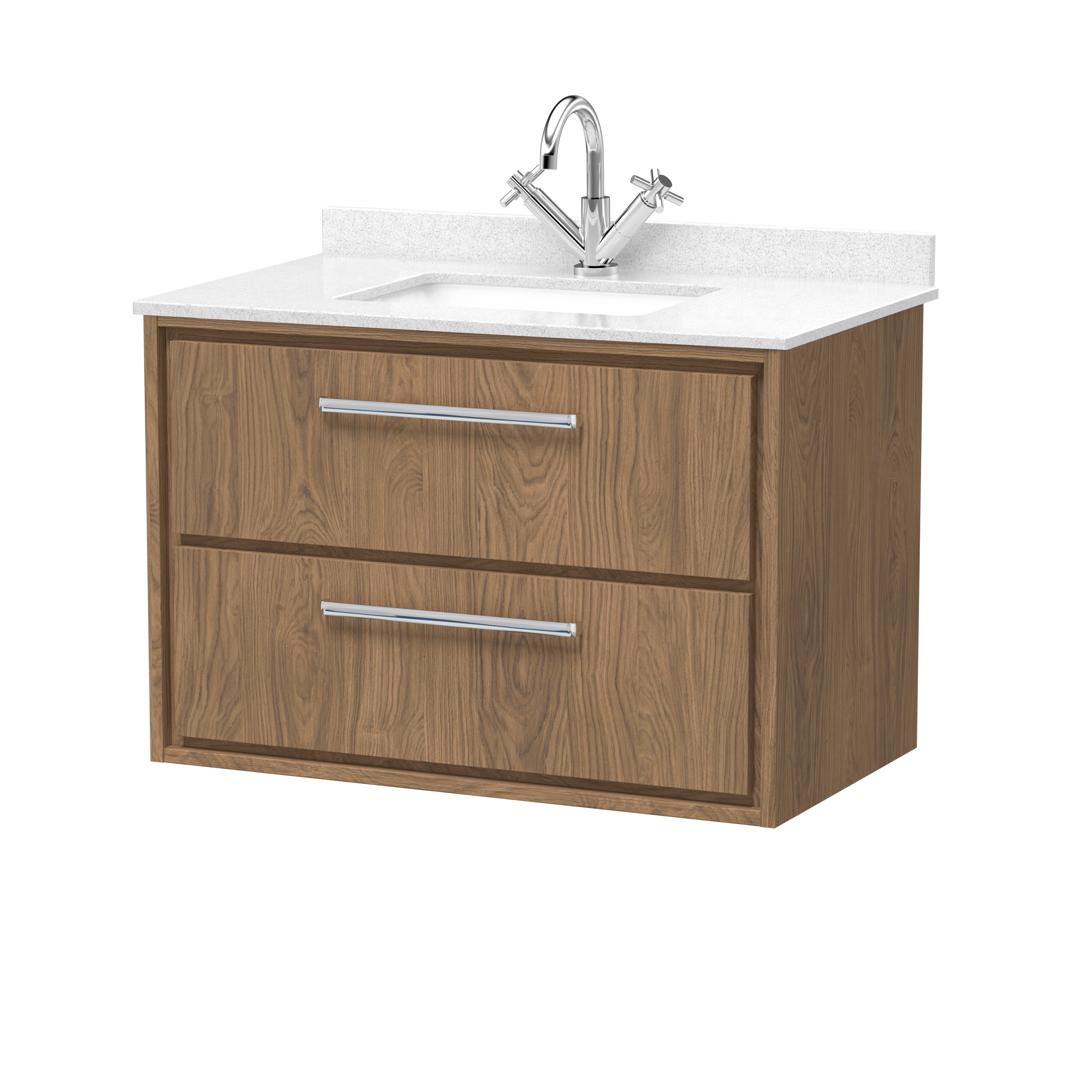 800mm Wall Hung 2-Drawer Vanity with Marble Worktop Basin